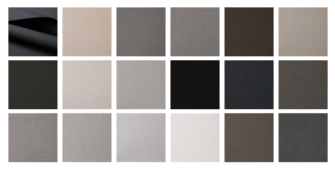 95% BLACKOUT: OUTDOOR ROLLER BLIND MATERIAL COLOUR OPTIONS