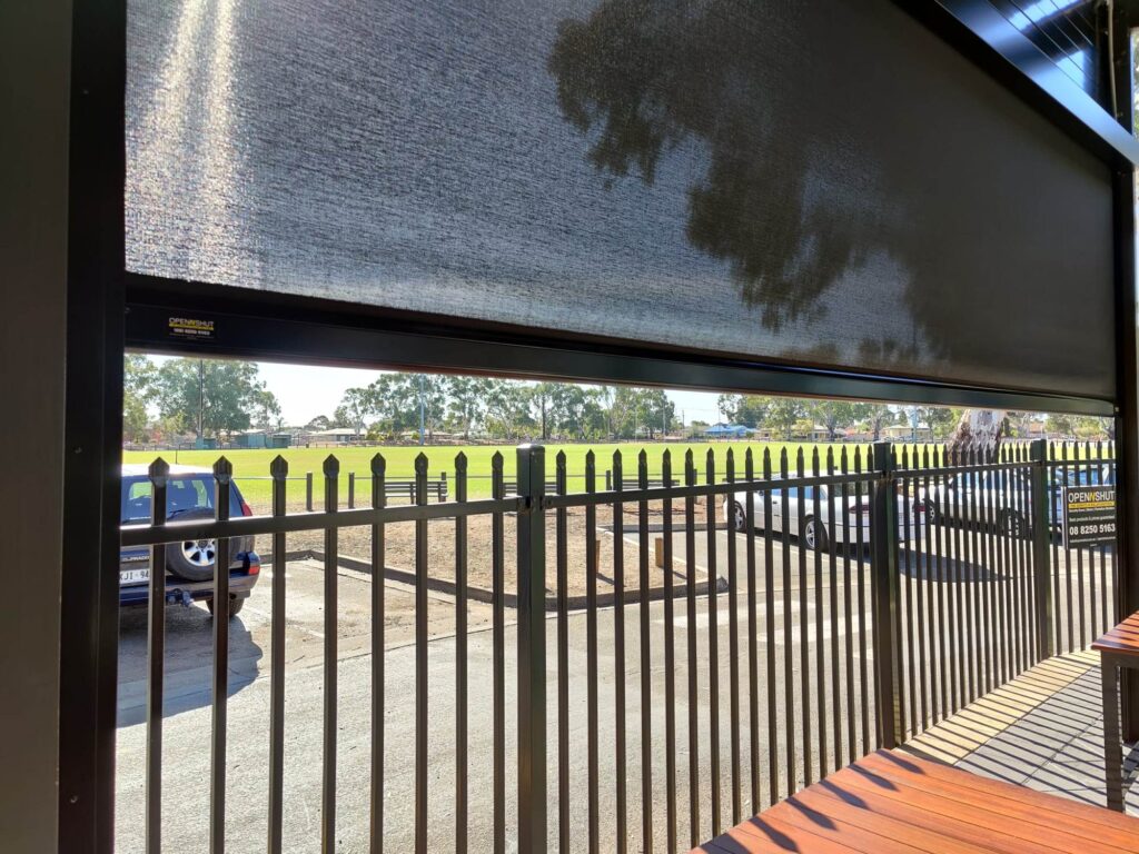 Outdoor cafe blinds in Adelaide shop