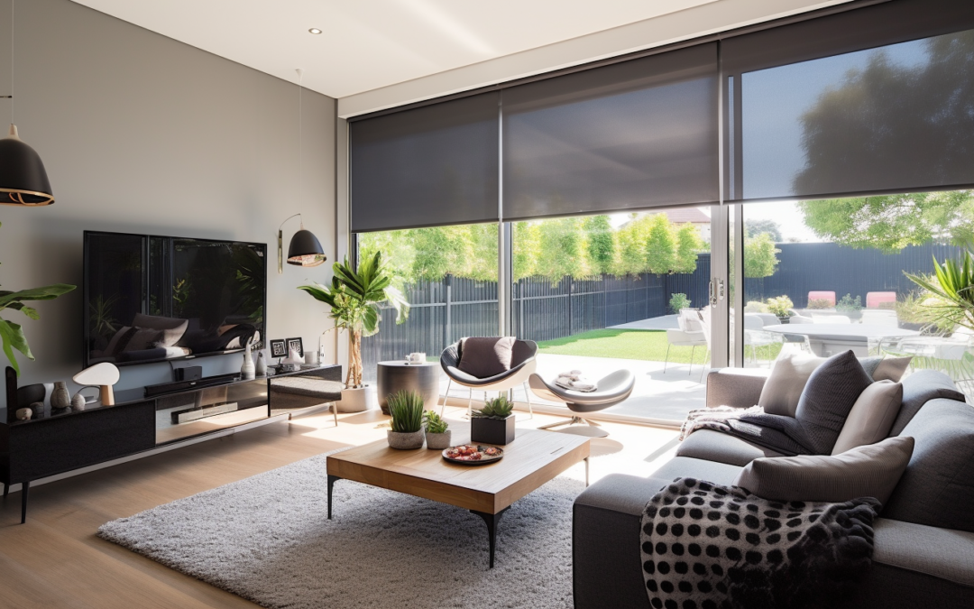 Elevate Your Living Room with Industrial-Inspired Grey Roller Blinds from Open N Shut
