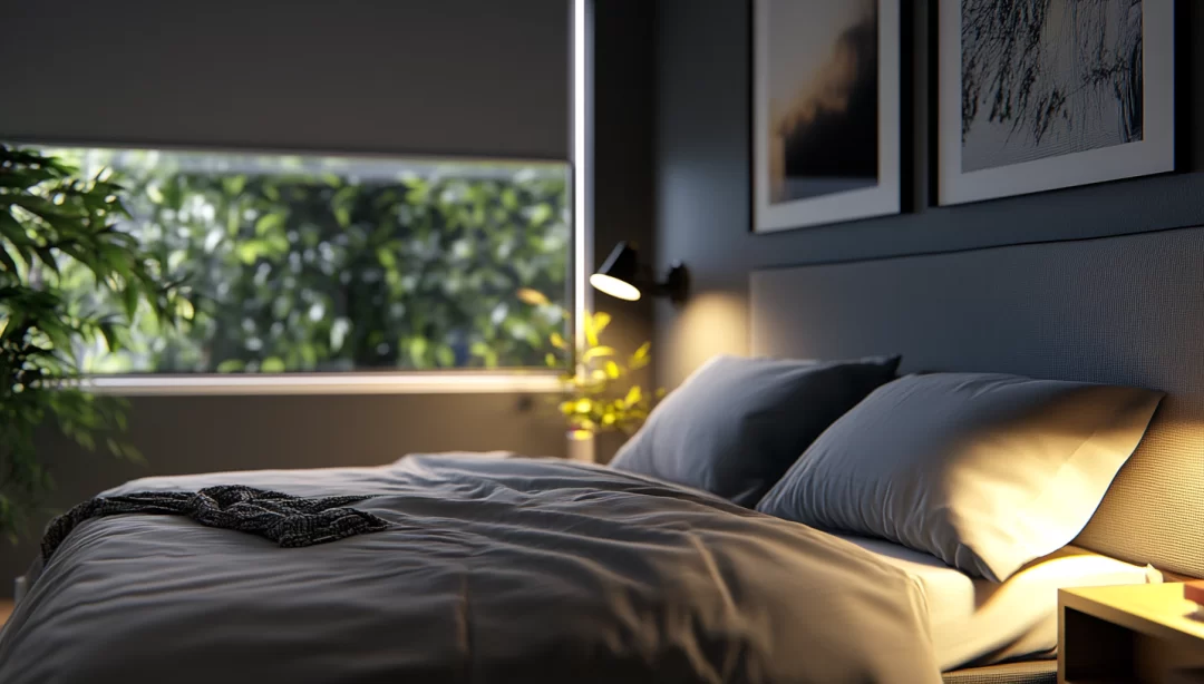 grey bedroom blinds interior